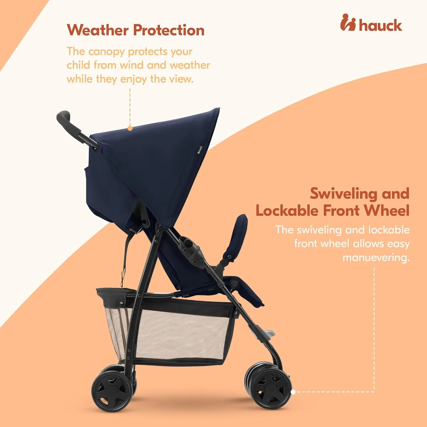 hauck Lightweight and Compact Travel Baby/Toddler Foldable Stroller, Sport, Dark Blue