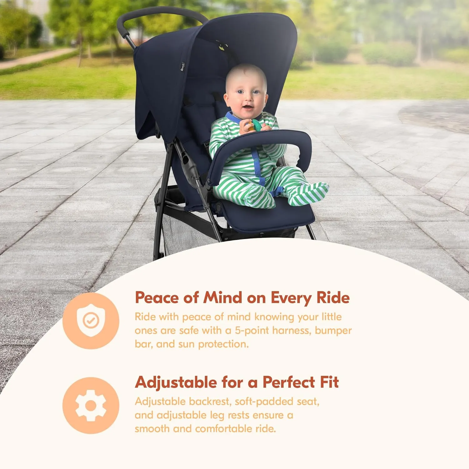 hauck Lightweight and Compact Travel Baby/Toddler Foldable Stroller, Sport, Dark Blue
