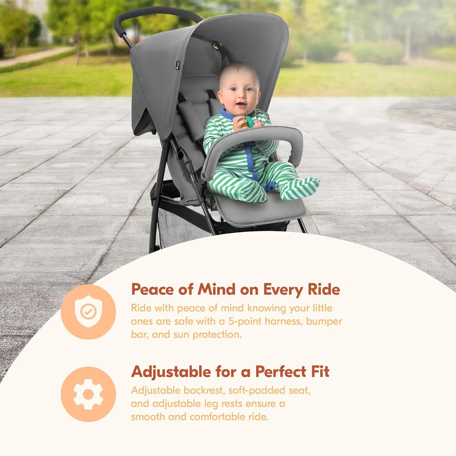 hauck Lightweight and Compact Travel Baby/Toddler Foldable Stroller, Sport, Grey