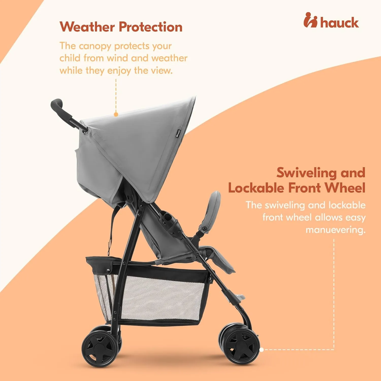 hauck Lightweight and Compact Travel Baby/Toddler Foldable Stroller, Sport, Grey