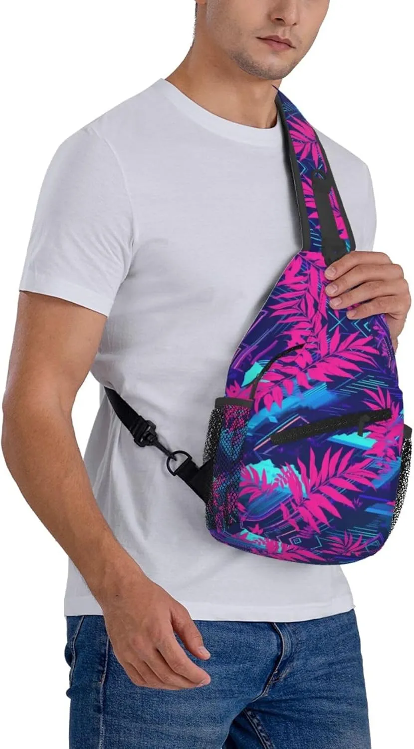 Hawaii Summer Tropical Sling Backpack Crossbody Bag, Chest Bag Daypack for Outdoors Hiking Traveling