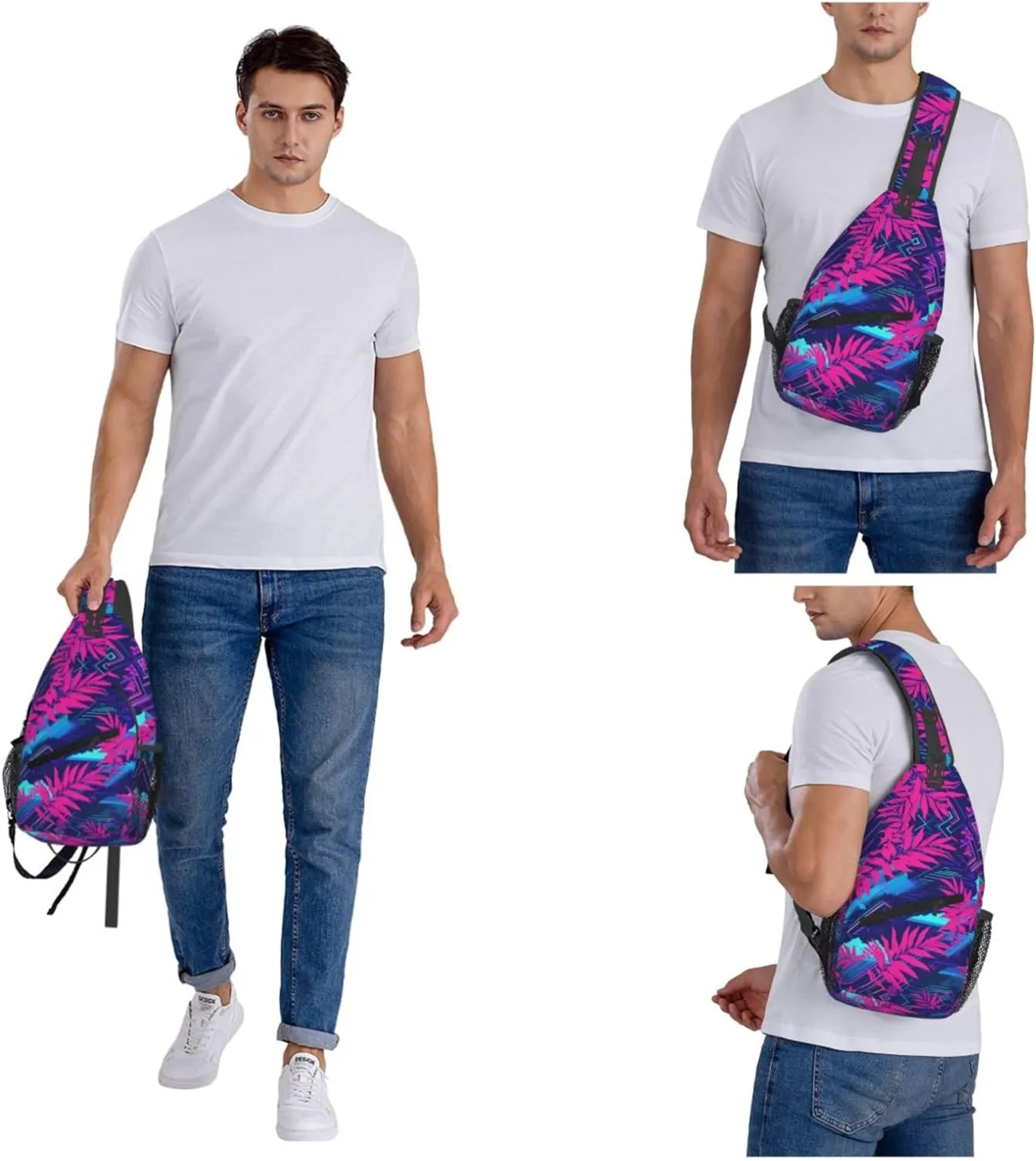 Hawaii Summer Tropical Sling Backpack Crossbody Bag, Chest Bag Daypack for Outdoors Hiking Traveling