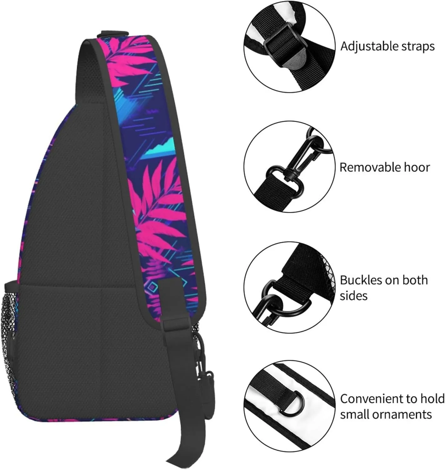 Hawaii Summer Tropical Sling Backpack Crossbody Bag, Chest Bag Daypack for Outdoors Hiking Traveling