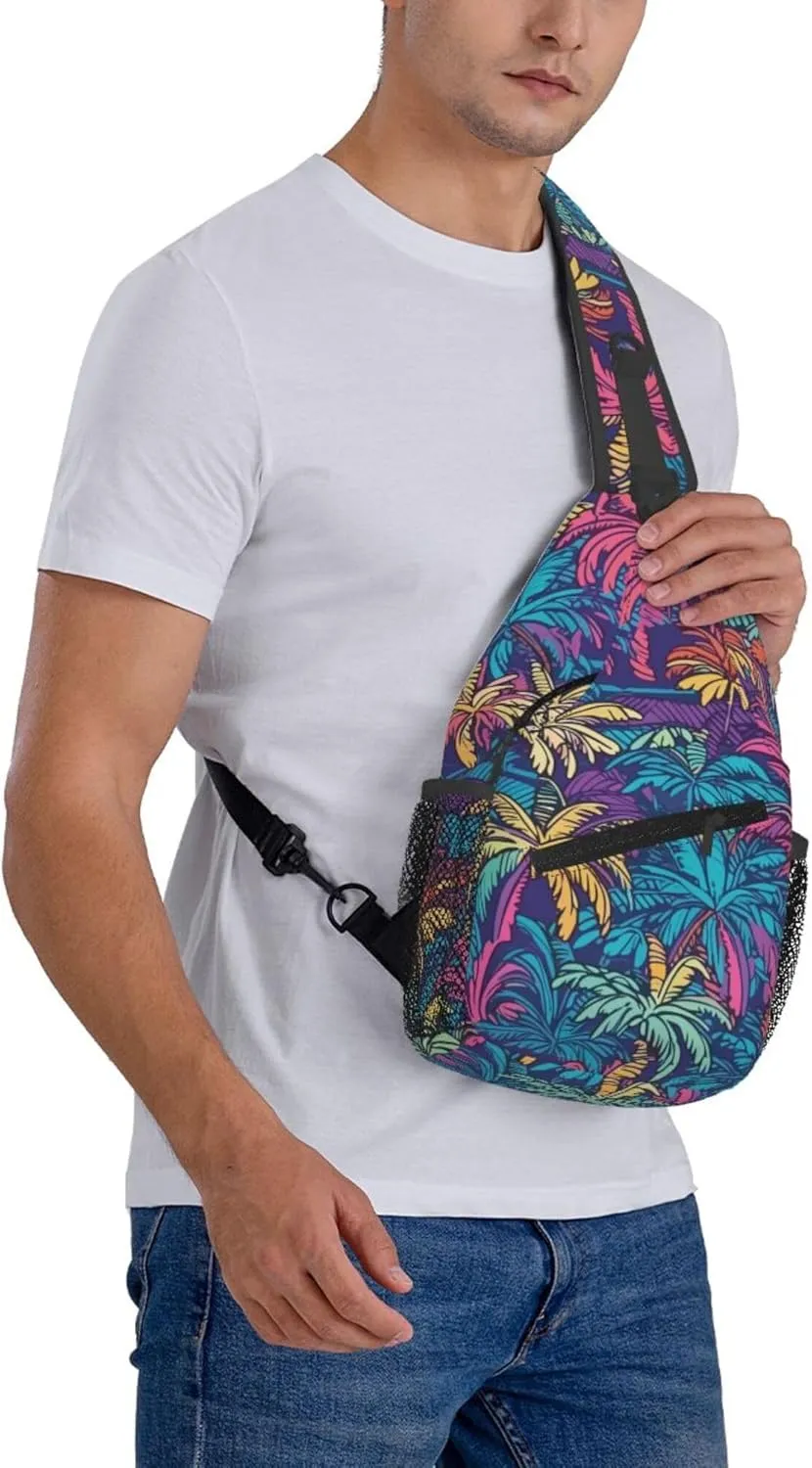Hawaii Summer Tropical Sling Backpack Crossbody Bag, Chest Bag Daypack for Outdoors Hiking Traveling