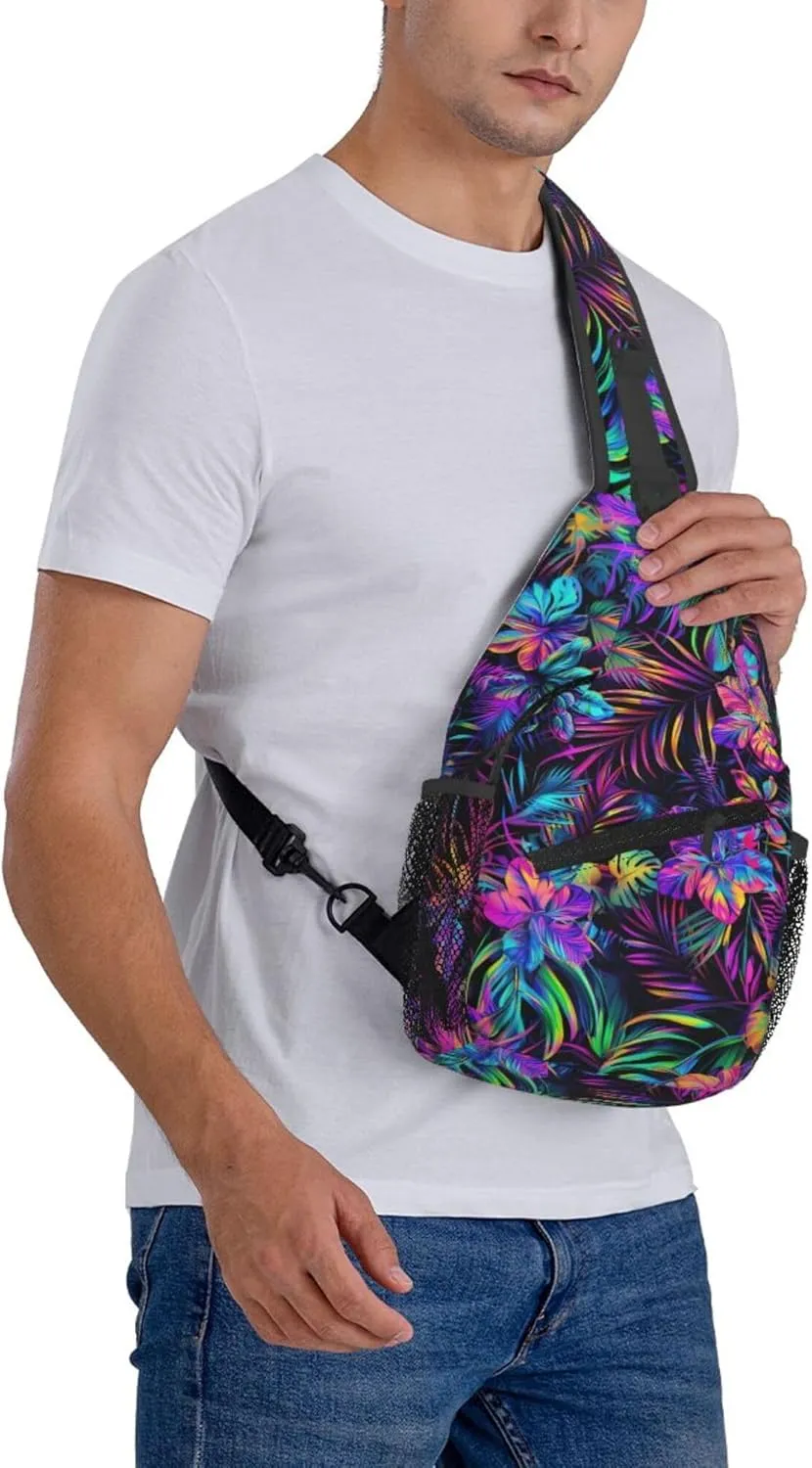 Hawaii Summer Tropical Sling Backpack Crossbody Bag, Chest Bag Daypack for Outdoors Hiking Traveling