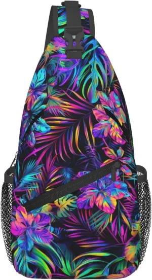 Hawaii Summer Tropical Sling Backpack Crossbody Bag, Chest Bag Daypack for Outdoors Hiking Traveling
