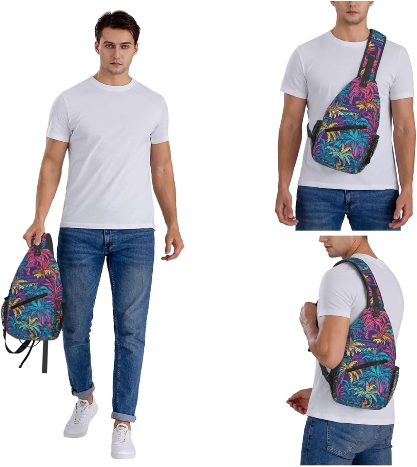 Hawaii Summer Tropical Sling Backpack Crossbody Bag, Chest Bag Daypack for Outdoors Hiking Traveling