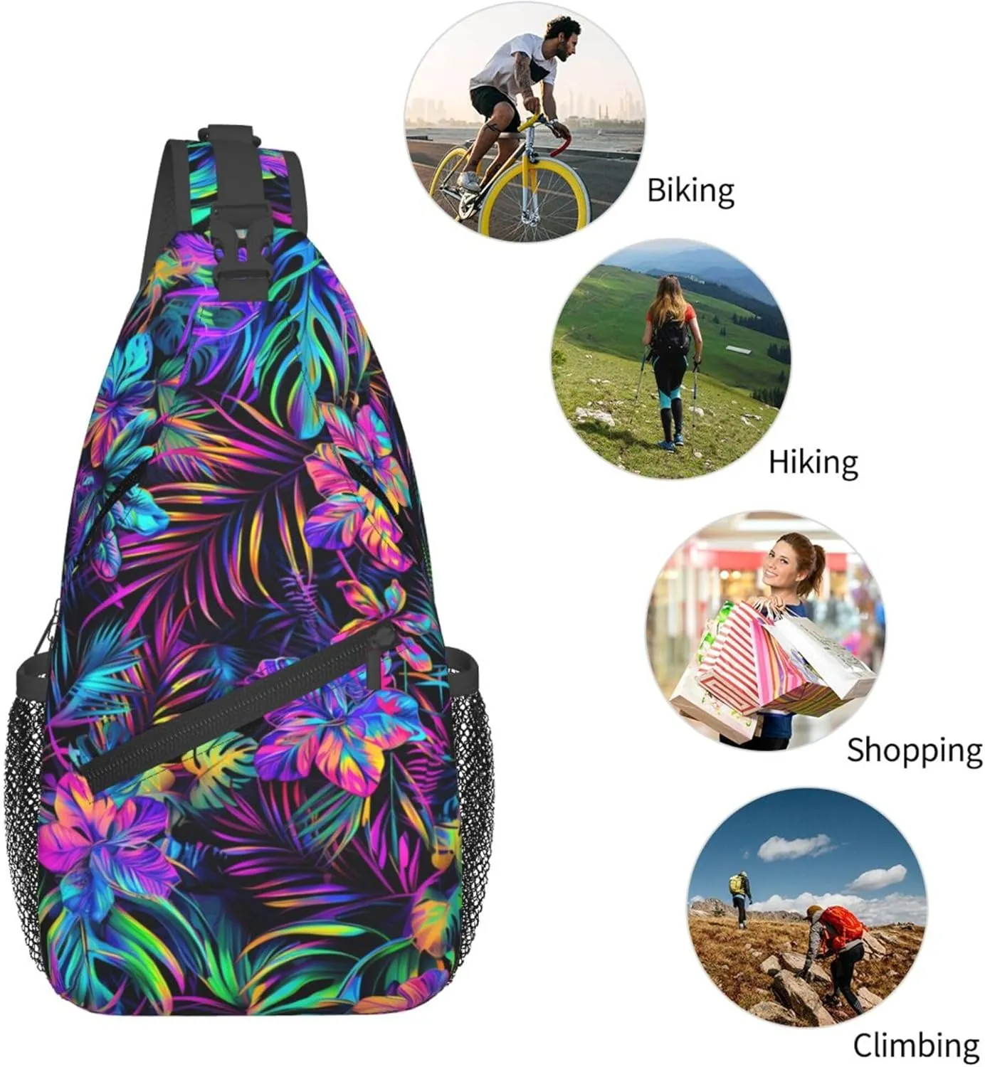 Hawaii Summer Tropical Sling Backpack Crossbody Bag, Chest Bag Daypack for Outdoors Hiking Traveling