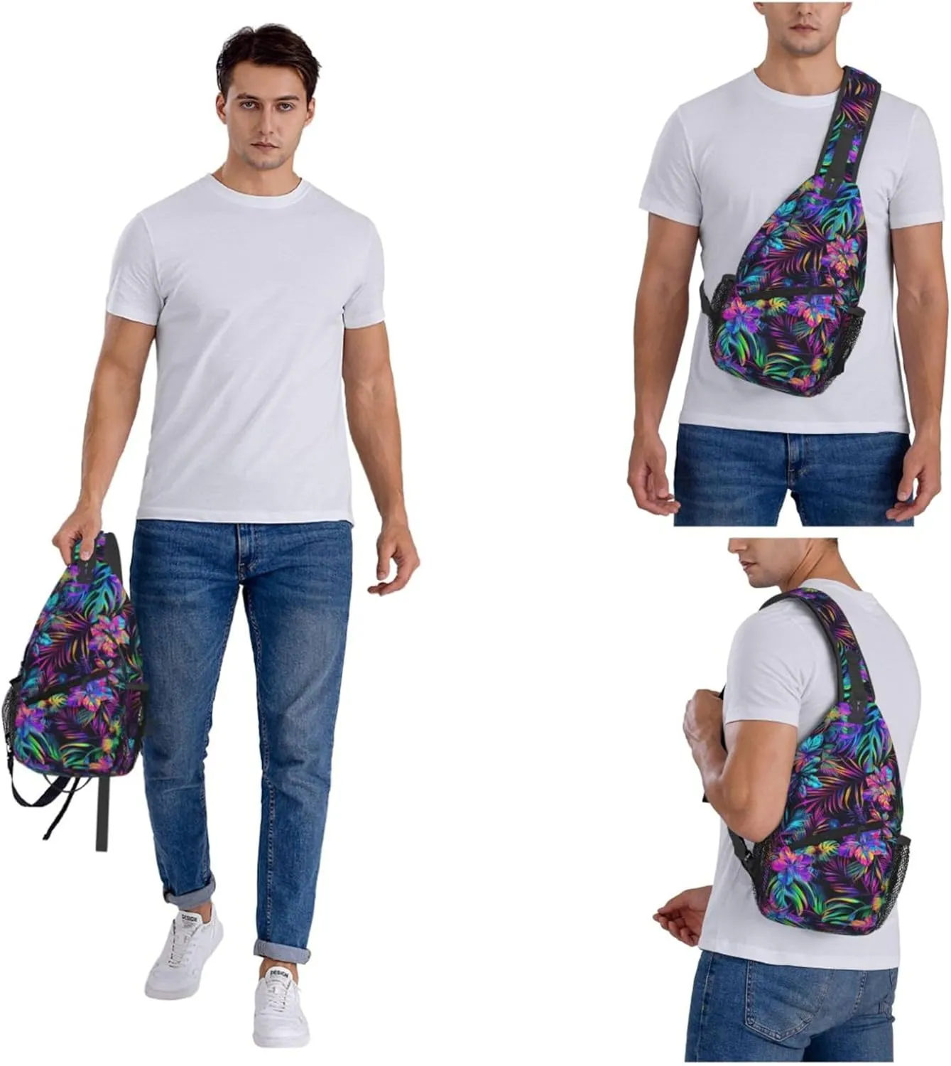 Hawaii Summer Tropical Sling Backpack Crossbody Bag, Chest Bag Daypack for Outdoors Hiking Traveling