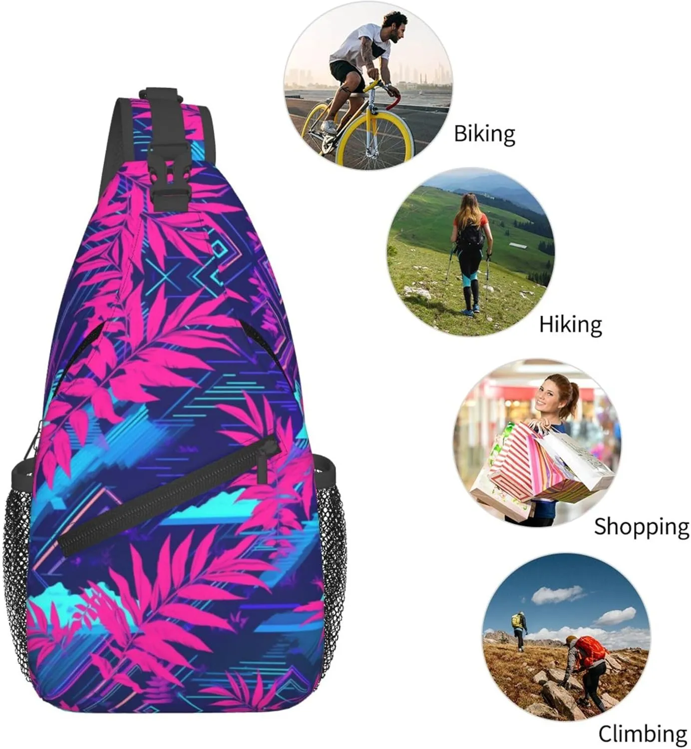 Hawaii Summer Tropical Sling Backpack Crossbody Bag, Chest Bag Daypack for Outdoors Hiking Traveling