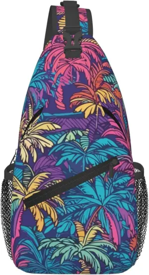 Hawaii Summer Tropical Sling Backpack Crossbody Bag, Chest Bag Daypack for Outdoors Hiking Traveling