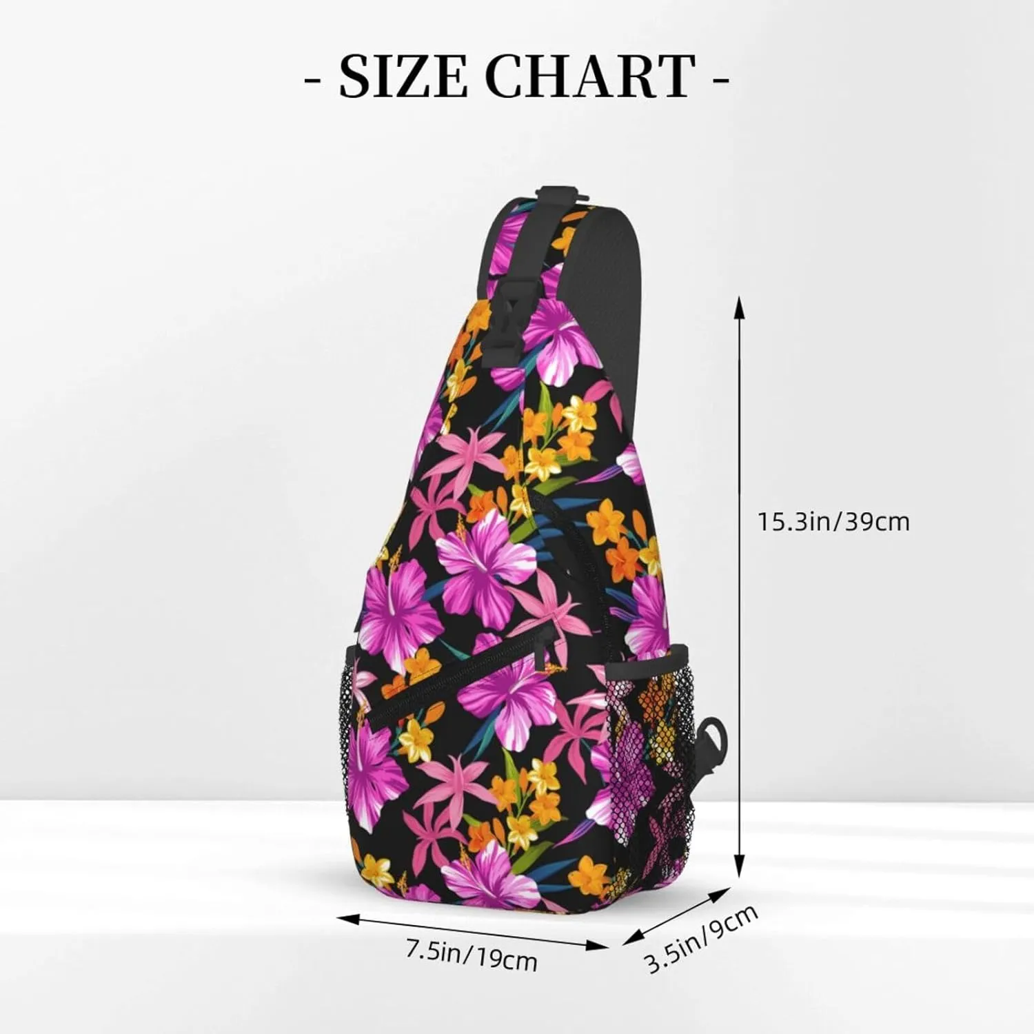 Hawaiian Tropical Flower Sling Bag Cute Crossbody Backpack Shoulder Chest Bags for Men Women Cycling Walking