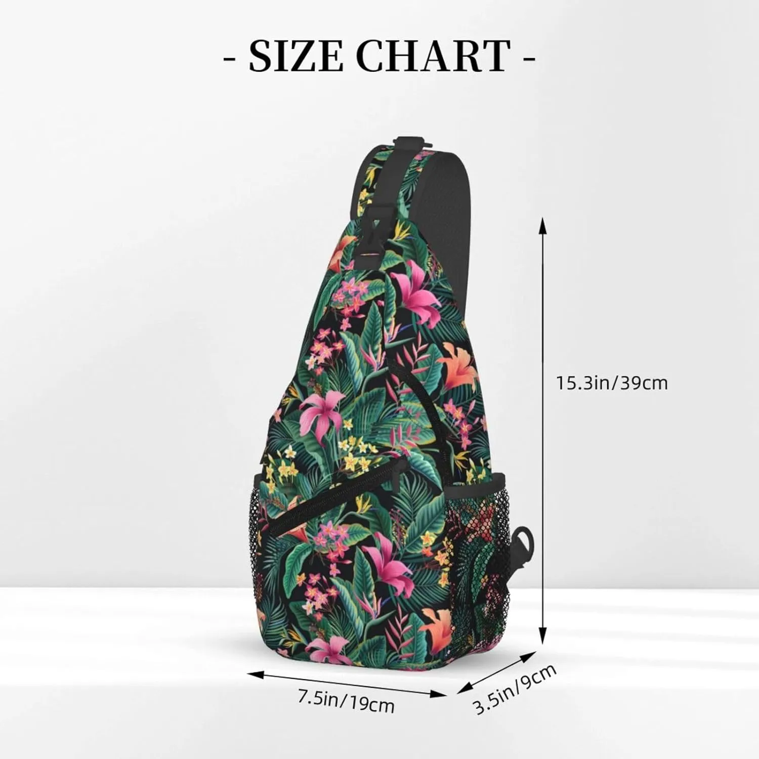 Hawaiian Tropical Flower Sling Bag Cute Crossbody Backpack Shoulder Chest Bags for Men Women Cycling Walking