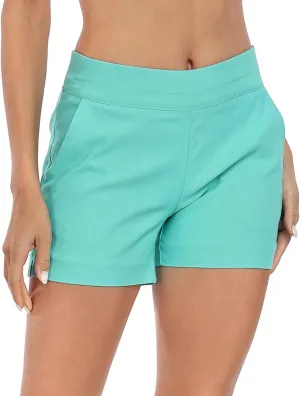 HDE Chino Shorts for Women 4" Inseam Elastic High Waisted Casual Summer Shorts