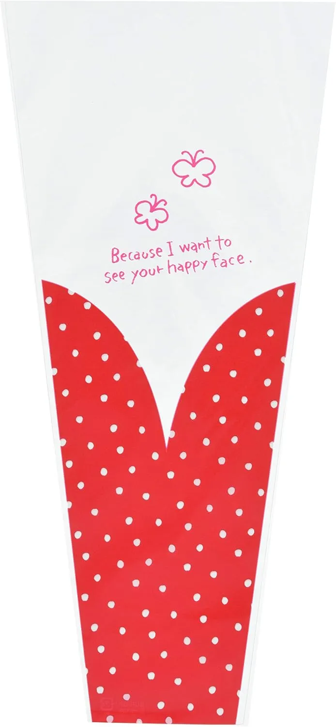 ヘッズ(Heads) BUR-OP1 Flower Wrapping Bags, OPP Bags, Butterfly, Red (50 Pieces)