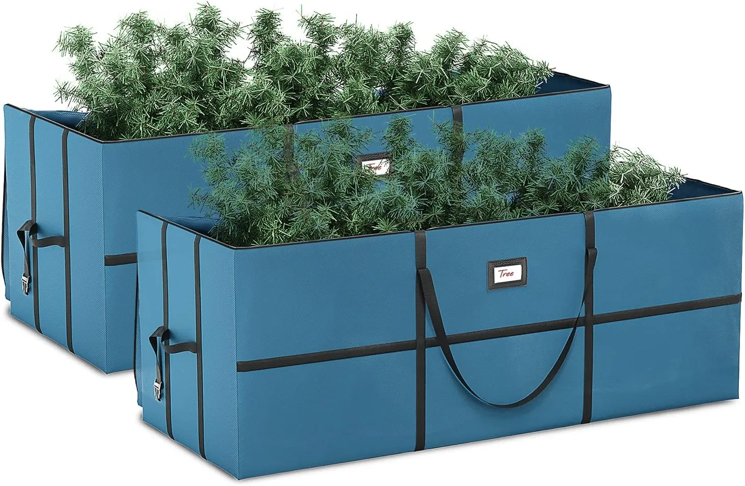 Hearth & Harbor 2 Pack PE Plastic Made Wide Christmas Tree Storage Bag 7.5 ft. – Waterproof Christmas Tree Storage Box – Christmas Tree Bag With Handles & Special Wide Opening, Blue (VCN-HHHS214)