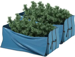 Hearth & Harbor 2 Pack PE Plastic Made Wide Christmas Tree Storage Bag 7.5 ft. – Waterproof Christmas Tree Storage Box – Christmas Tree Bag With Handles & Special Wide Opening, Blue (VCN-HHHS214)