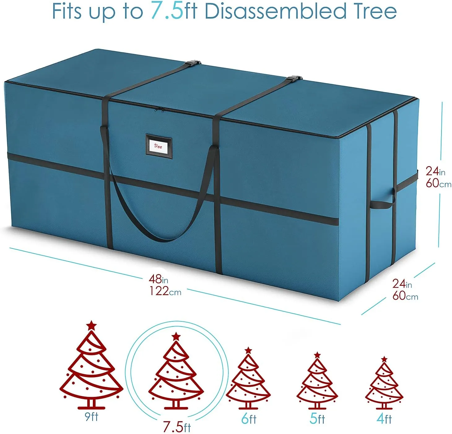Hearth & Harbor 2 Pack PE Plastic Made Wide Christmas Tree Storage Bag 7.5 ft. – Waterproof Christmas Tree Storage Box – Christmas Tree Bag With Handles & Special Wide Opening, Blue (VCN-HHHS214)