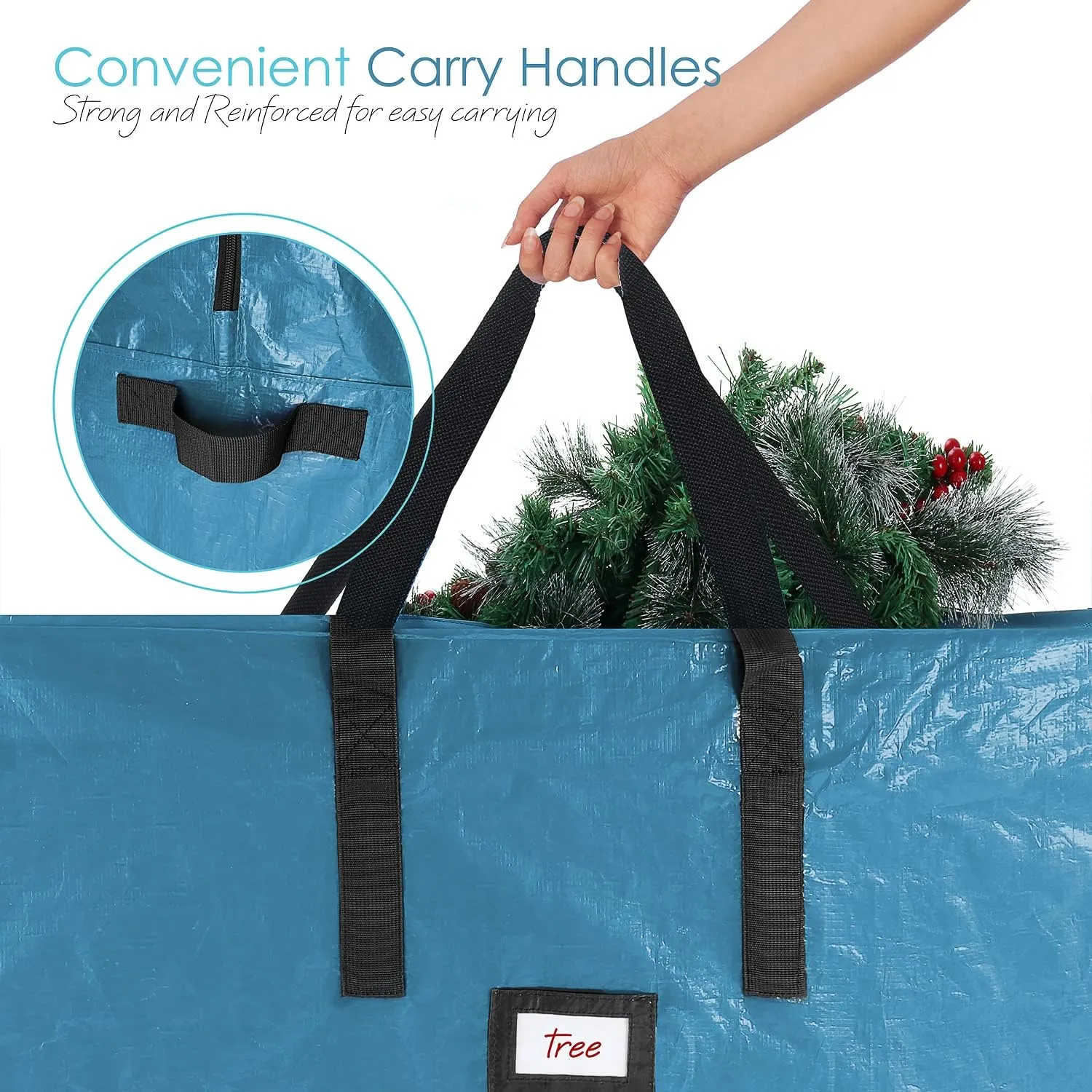 Hearth & Harbor Christmas Tree Storage Bag – Waterproof Christmas Tree Storage Box – Waterproof Christmas Tree Bag With Reinforced Handles & Dual Zipper – PE Plastic – 9 ft. – Pack of 1