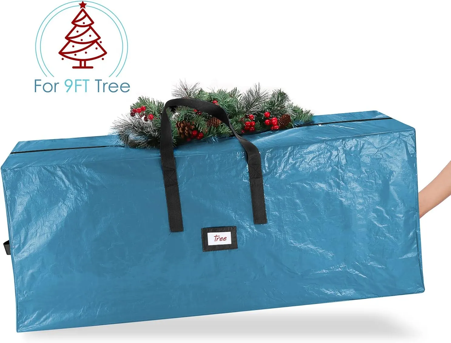 Hearth & Harbor Christmas Tree Storage Bag – Waterproof Christmas Tree Storage Box – Waterproof Christmas Tree Bag With Reinforced Handles & Dual Zipper – PE Plastic – 9 ft. – Pack of 1