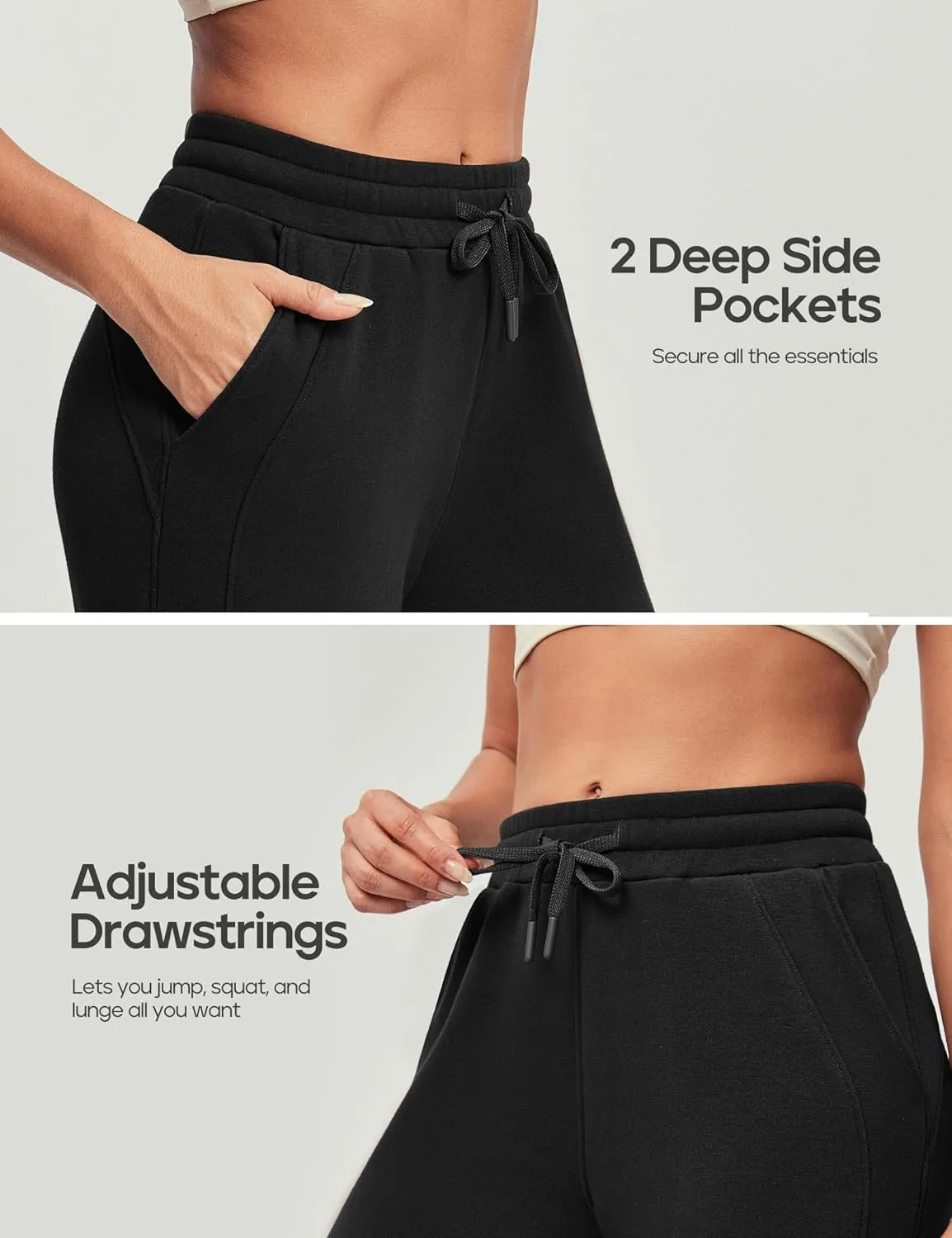 Heathyoga Fleece Lined Wide Leg Sweatpants Women Baggy High Waisted Flare Sweat Pants for Women Joggers with Pockets