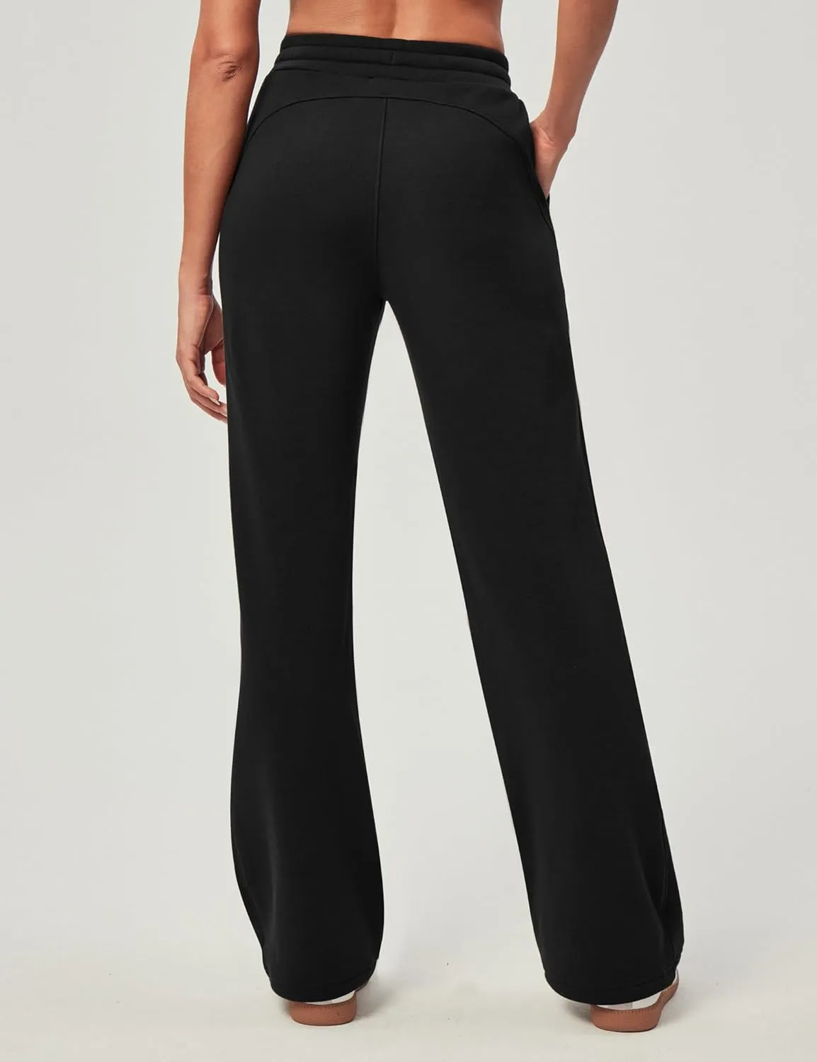 Heathyoga Fleece Lined Wide Leg Sweatpants Women Baggy High Waisted Flare Sweat Pants for Women Joggers with Pockets