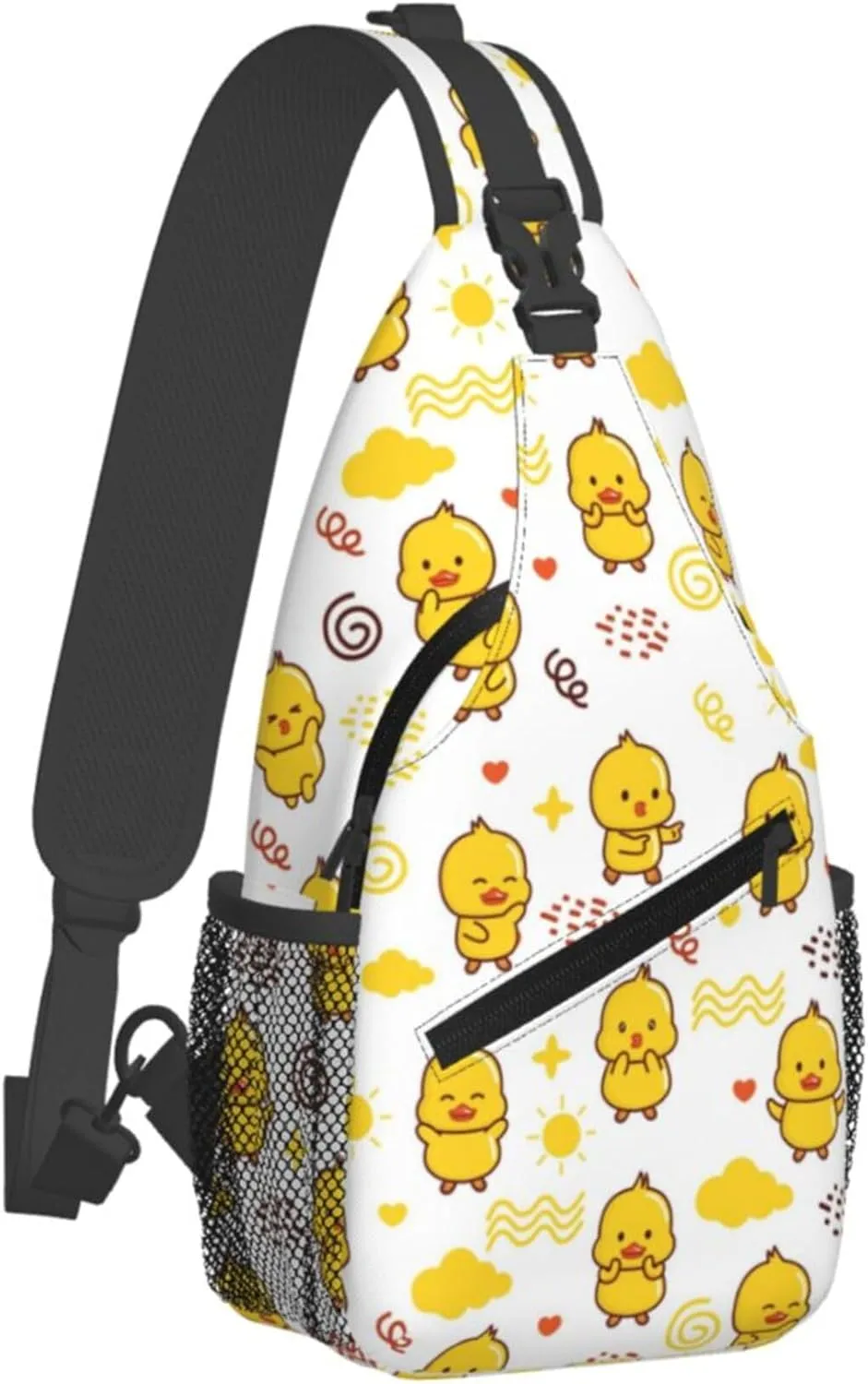 Hello Duck Cute Sling Backpack Crossbody Bag, Chest Bag Daypack for Outdoors Hiking Traveling