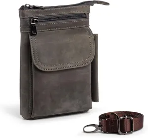 Hengwin Genuine Leather Cell Phone Holster Fit for iPhone 16 15 14 13 Pro Max Samsung Galaxy Note 9 8 S25 S24 S23 Ultra Wallet Case with Belt Clip Passport Pouch Small Crossbody Purse Shoulder Bag