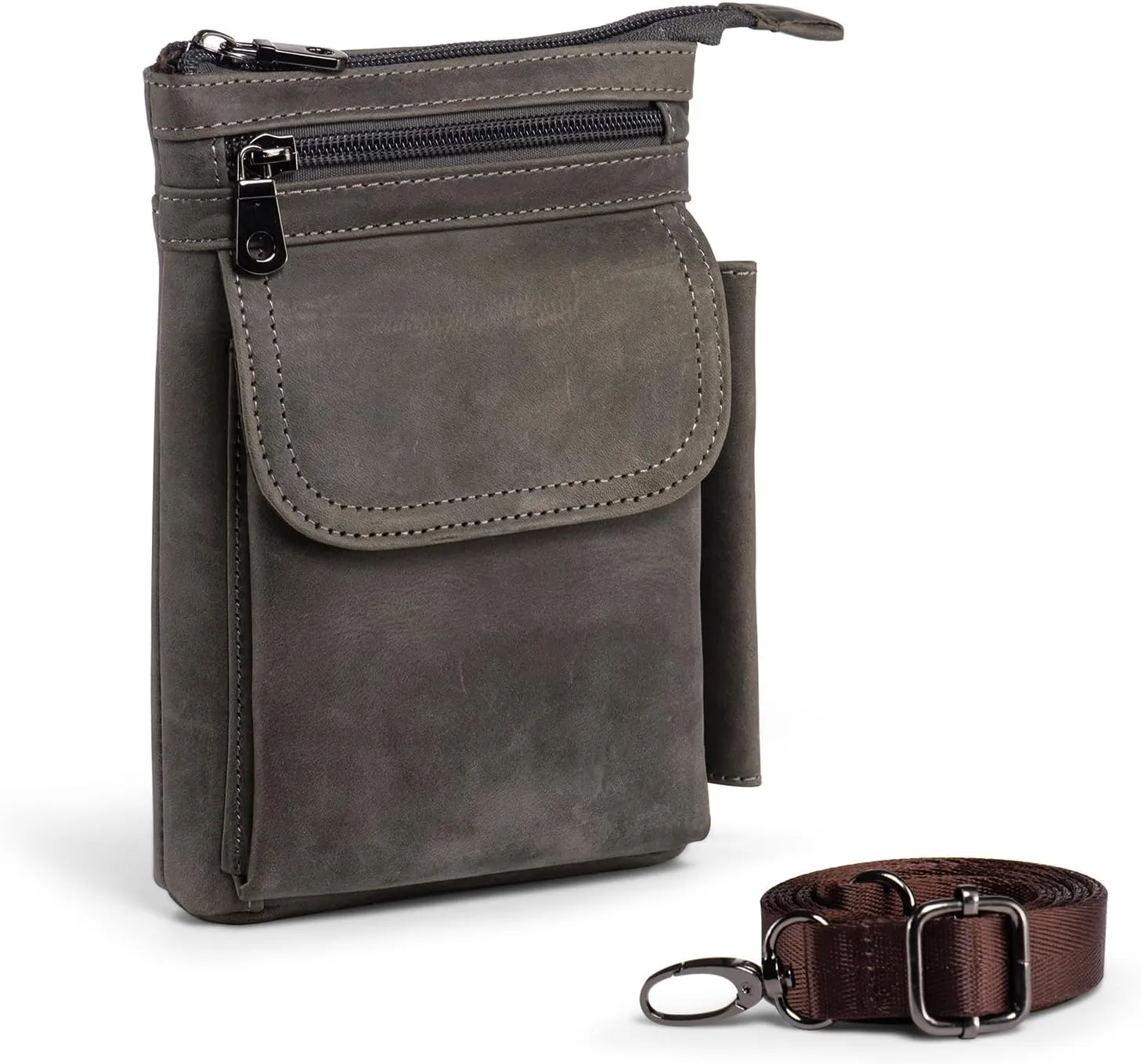 Hengwin Genuine Leather Cell Phone Holster Fit for iPhone 16 15 14 13 Pro Max Samsung Galaxy Note 9 8 S25 S24 S23 Ultra Wallet Case with Belt Clip Passport Pouch Small Crossbody Purse Shoulder Bag