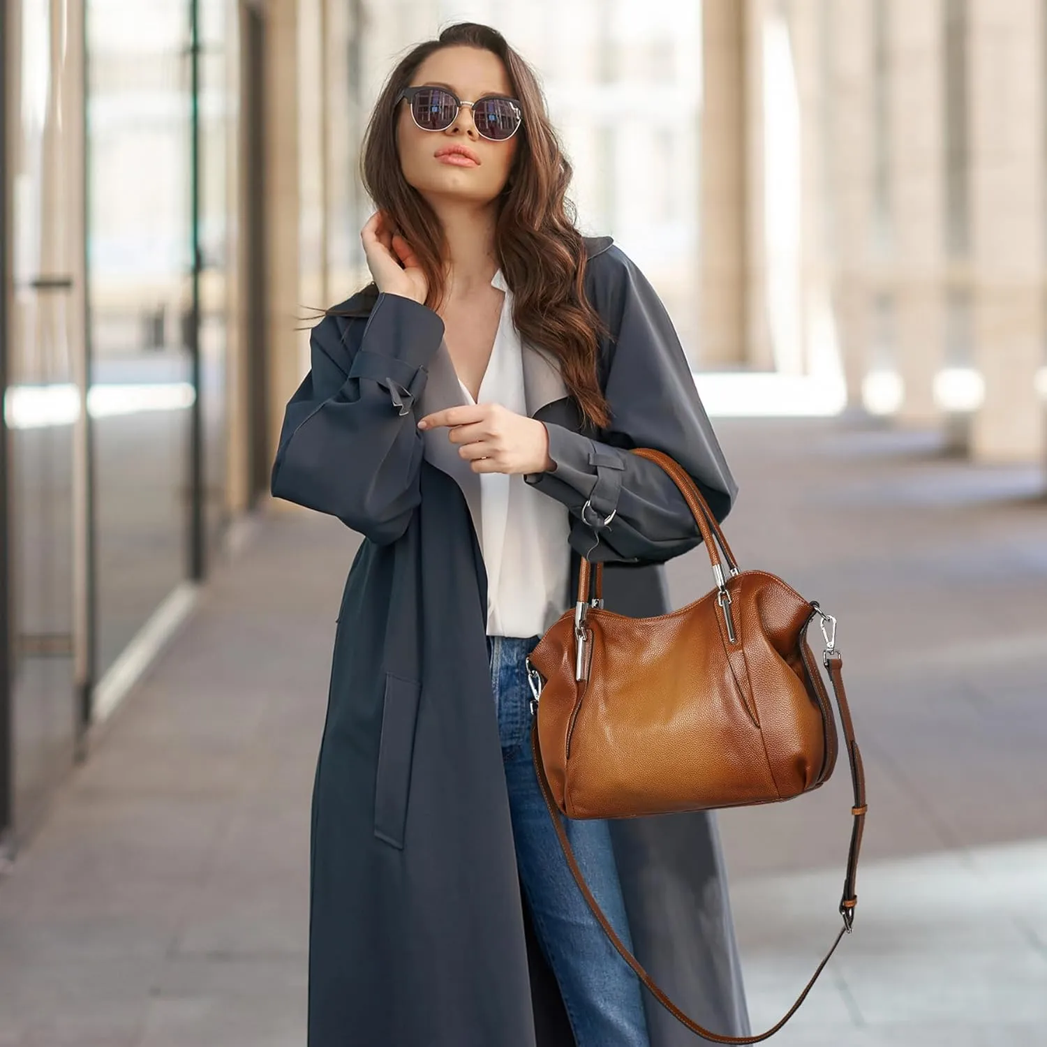 HESHE Genuine Leather Purses and Handbags for Women Shoulder Bags Tote Handbag Ladies Designer Hobo Satchel Crossbody Bag