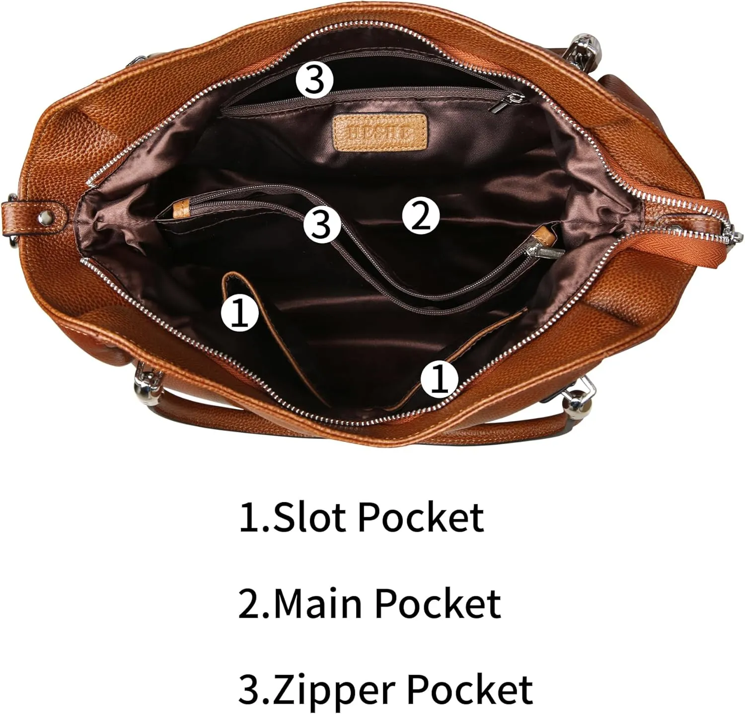 HESHE Genuine Leather Purses and Handbags for Women Shoulder Bags Tote Handbag Ladies Designer Hobo Satchel Crossbody Bag