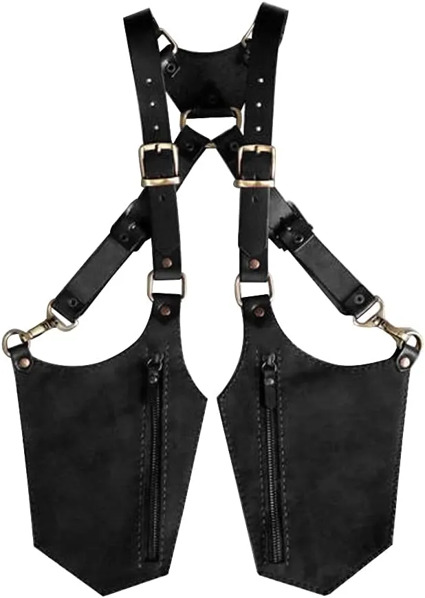 HFU Anti-Theft Hidden Underarm Strap Wallet Holster Bag Faux Leather Double Shoulder Armpit Pocket Outdoors Sport Vest Accessories (51# Black)