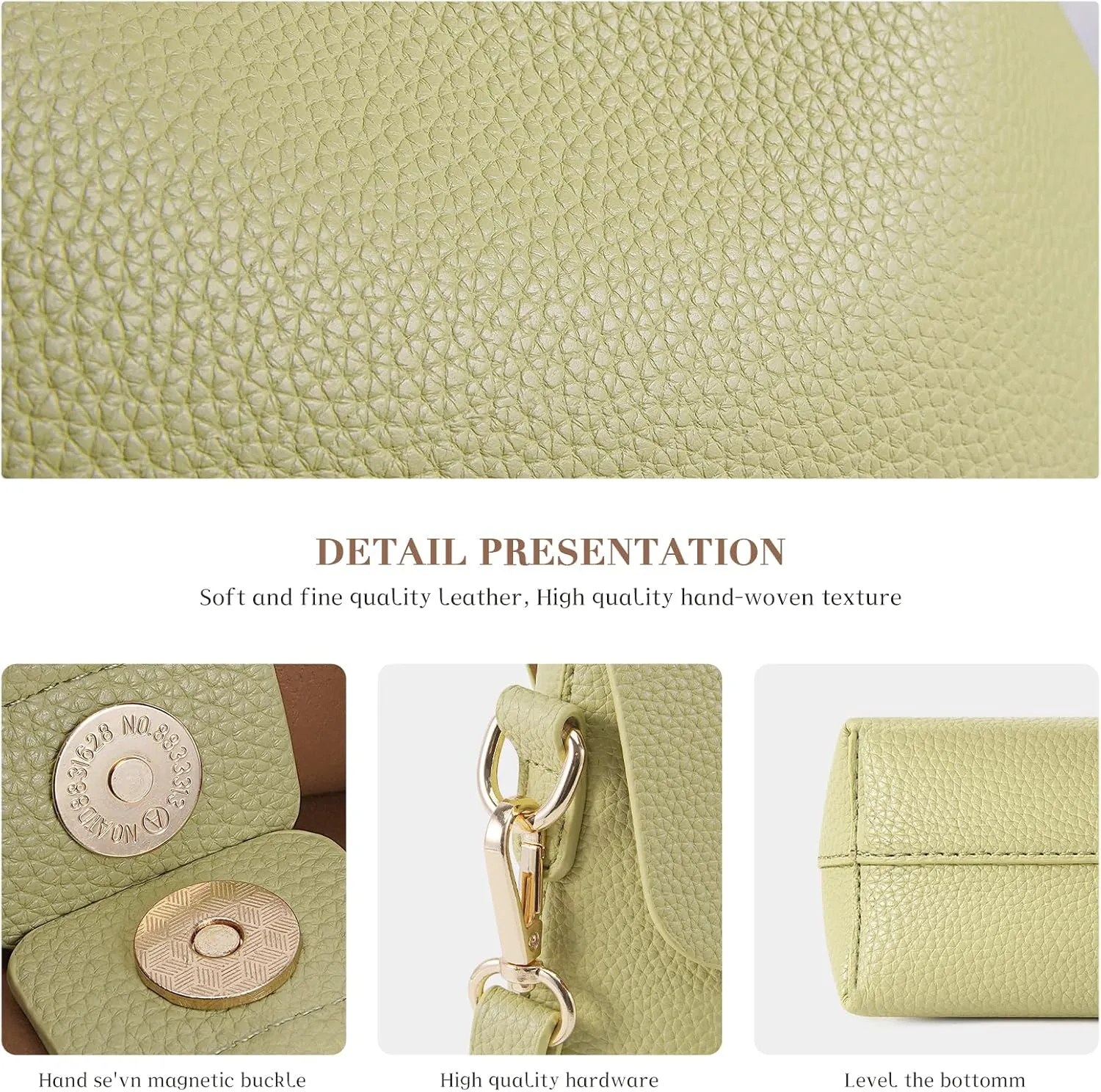HKCLUF Hobo Bags Purses for Women 2PCS/Set,Soft Vegan Leather Slouchy Shoulder Handbags with Small Crossbody Bags for Women