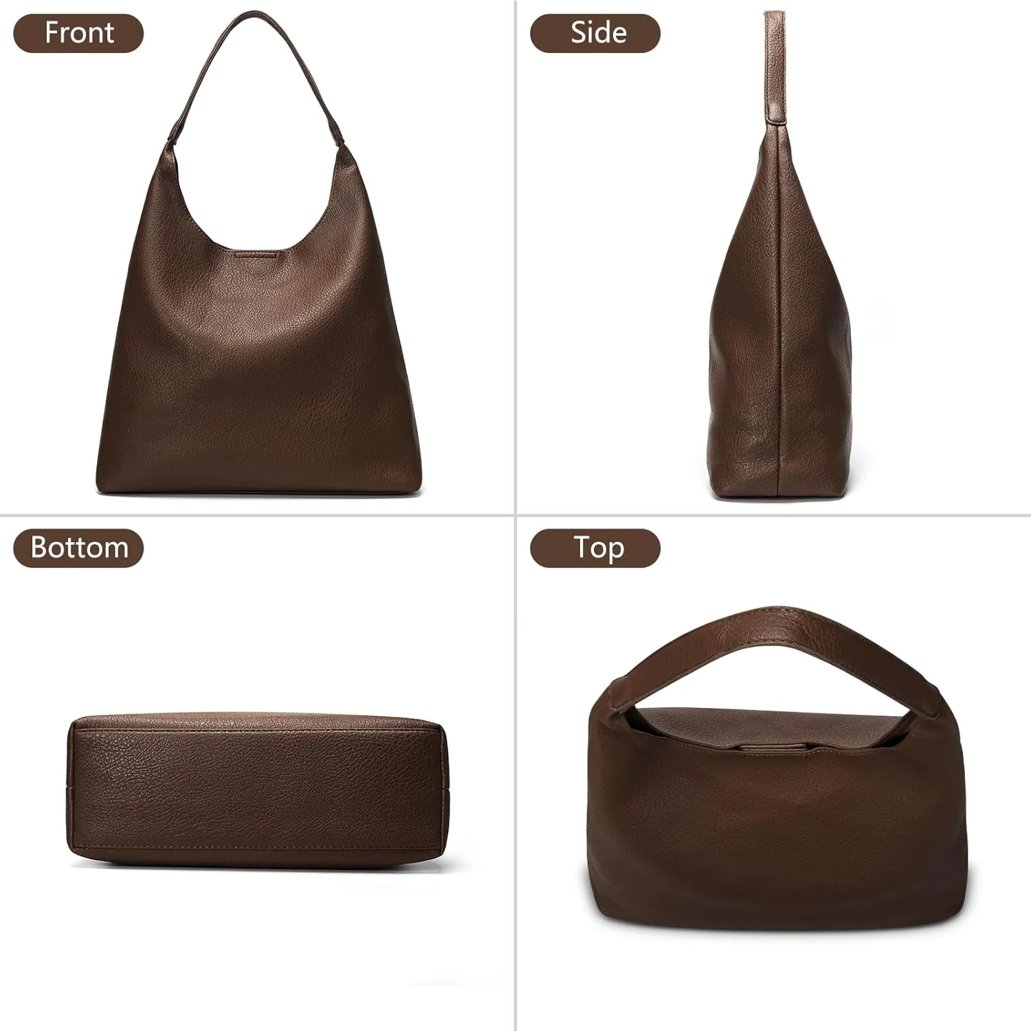 Hobo Bags for Women 2 Pcs, Soft Designer Tote Purses Slouchy Shoulder Bag Vegan Leather Handbag
