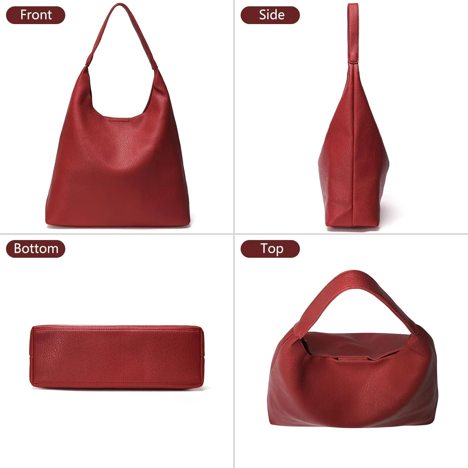 Hobo Bags for Women 2 Pcs, Soft Designer Tote Purses Slouchy Shoulder Bag Vegan Leather Handbag