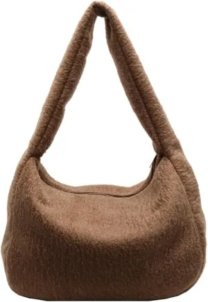 Hobo Bags for Women Fuzzy Bag Slouchy Bag Large Capacity Tote Bag Casual Trendy Bag Soft Shoulder Bag Commuter Tote
