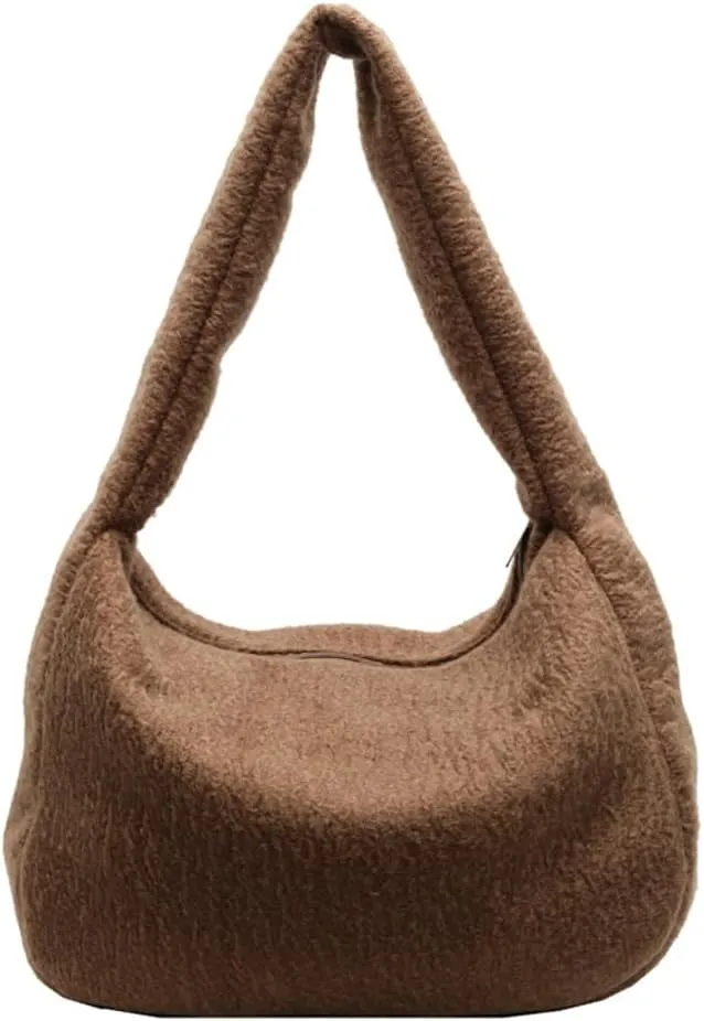 Hobo Bags for Women Fuzzy Bag Slouchy Bag Large Capacity Tote Bag Casual Trendy Bag Soft Shoulder Bag Commuter Tote