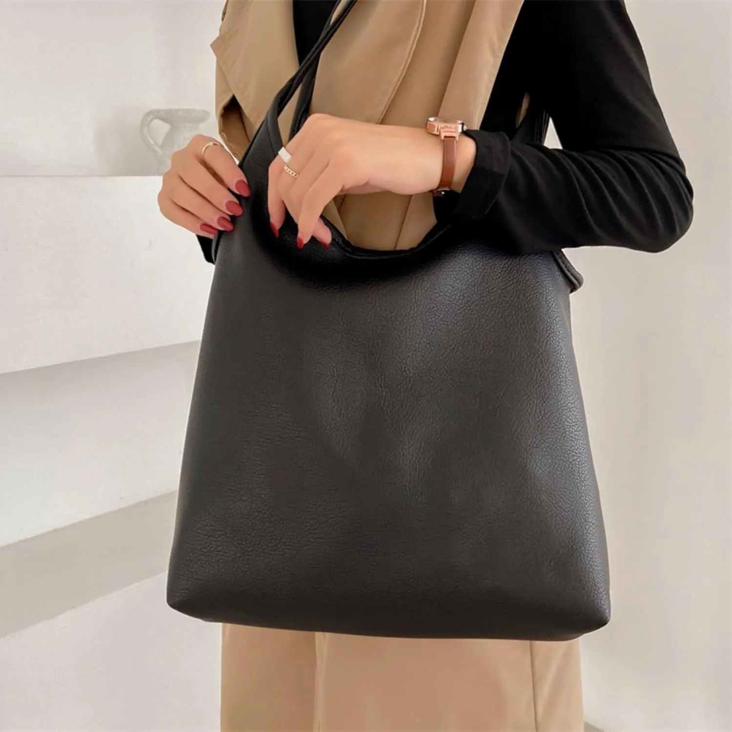 Hobo Bags for Women Leather Slouchy Tote Bag Soft Designer Shoulder Purses Top Handle Handbag for Ladies Girls