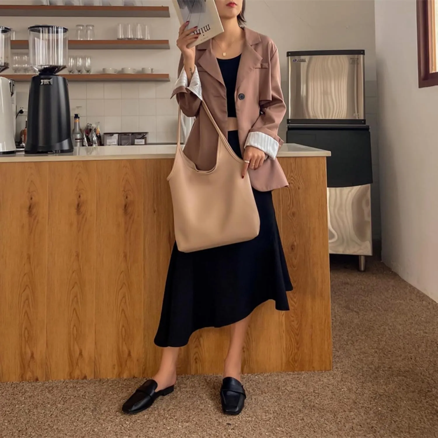 Hobo Bags for Women Leather Slouchy Tote Bag Soft Designer Shoulder Purses Top Handle Handbag for Ladies Girls