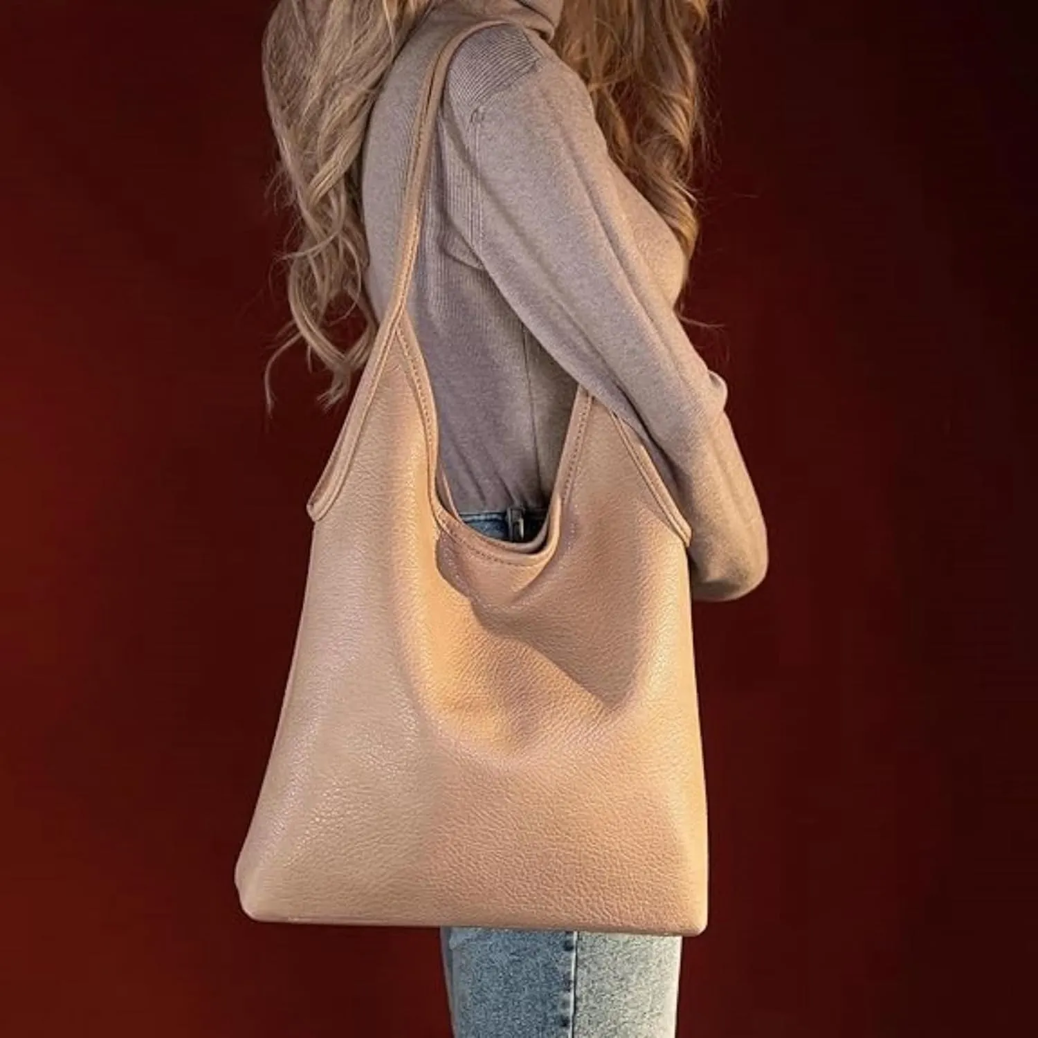 Hobo Bags for Women Leather Slouchy Tote Bag Soft Designer Shoulder Purses Top Handle Handbag for Ladies Girls