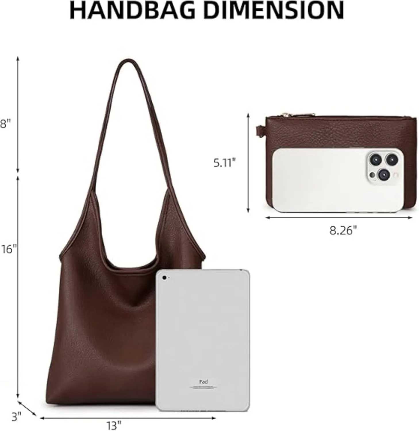 Hobo Bags for Women Leather Slouchy Tote Bag Soft Designer Shoulder Purses Top Handle Handbag for Ladies Girls