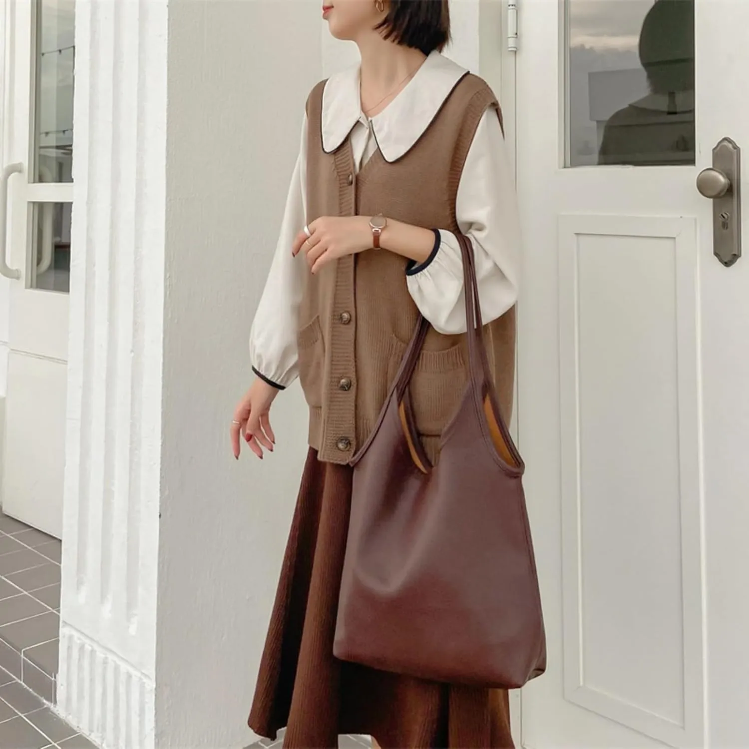 Hobo Bags for Women Leather Slouchy Tote Bag Soft Designer Shoulder Purses Top Handle Handbag for Ladies Girls