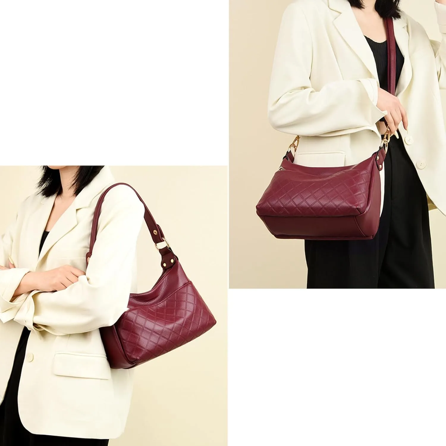 Hobo Bags for Women PU Leather Crossbody Purses Trendy Shoulder Handbag Tote Bag Satchel Bag