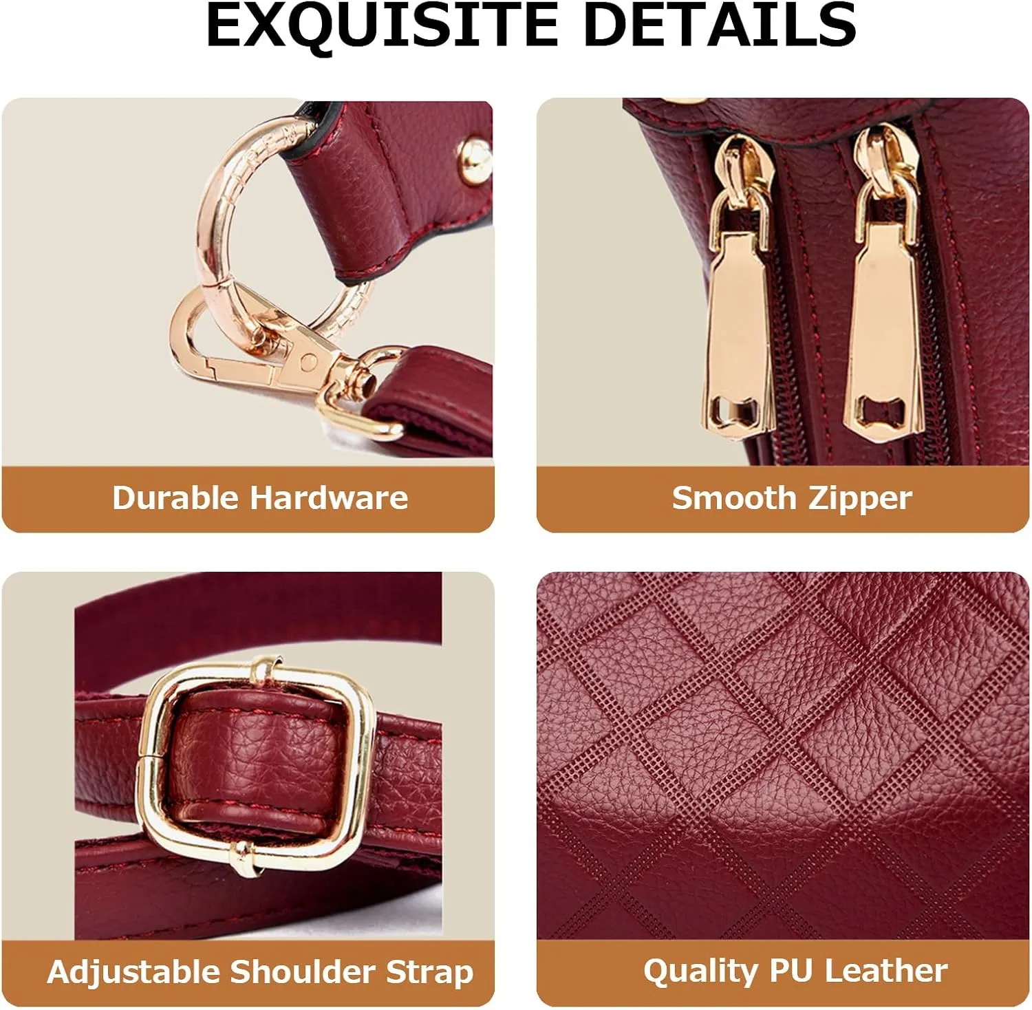 Hobo Bags for Women PU Leather Crossbody Purses Trendy Shoulder Handbag Tote Bag Satchel Bag