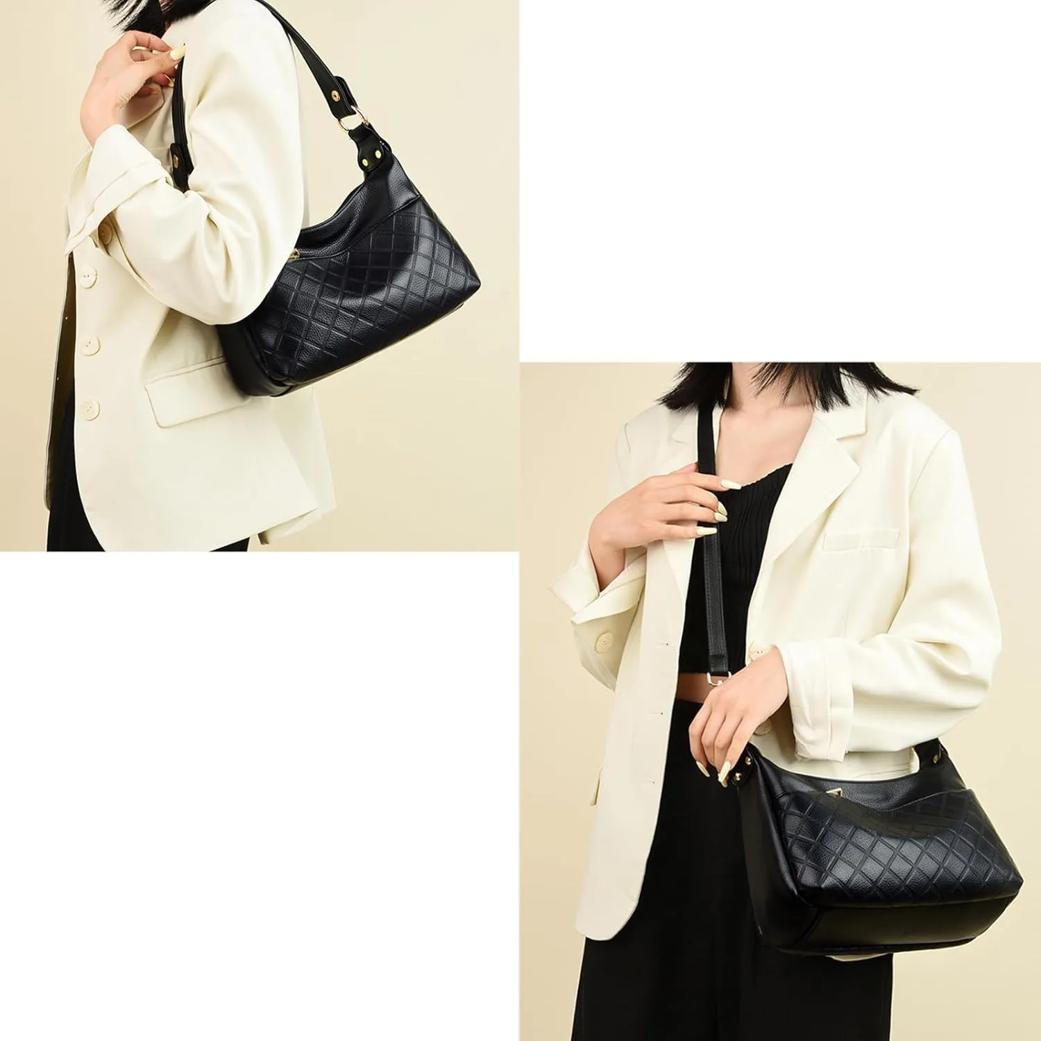 Hobo Bags for Women PU Leather Crossbody Purses Trendy Shoulder Handbag Tote Bag Satchel Bag