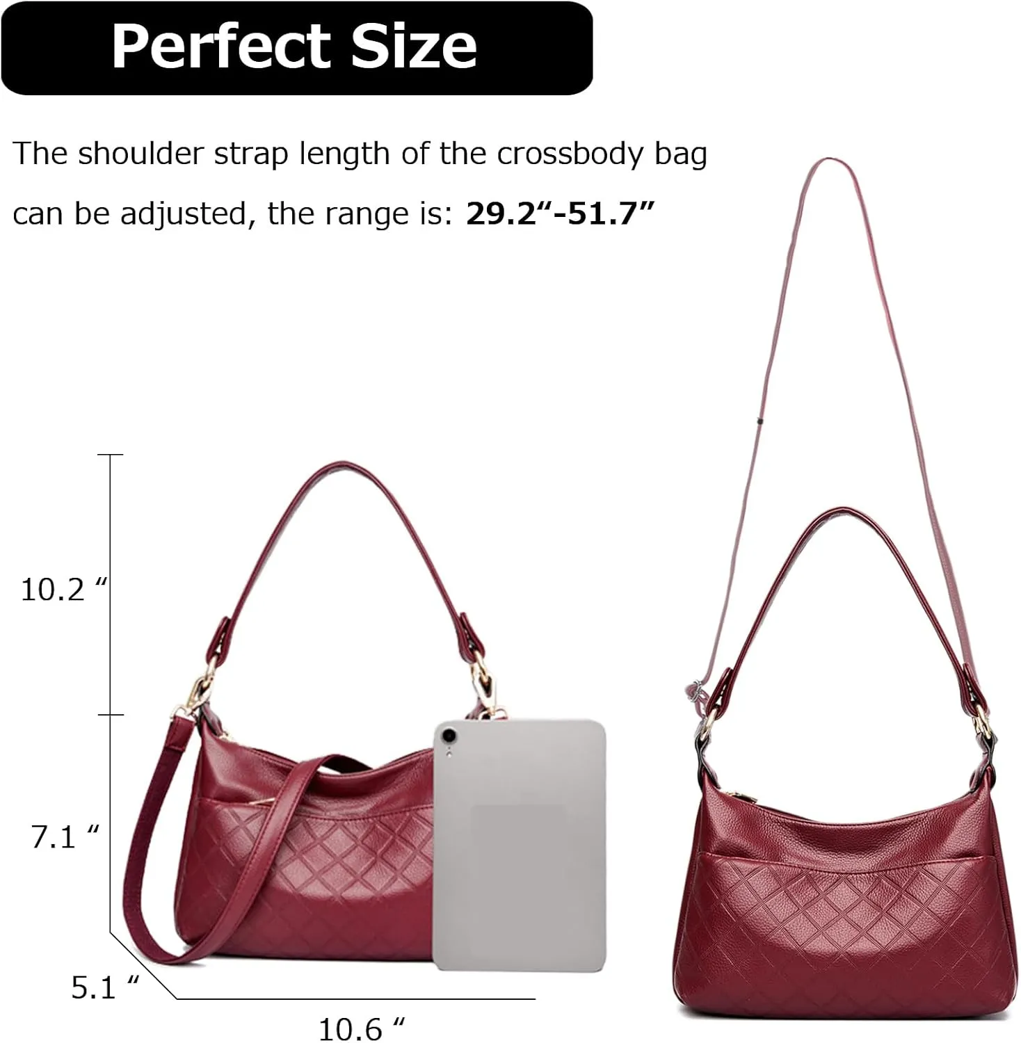 Hobo Bags for Women PU Leather Crossbody Purses Trendy Shoulder Handbag Tote Bag Satchel Bag