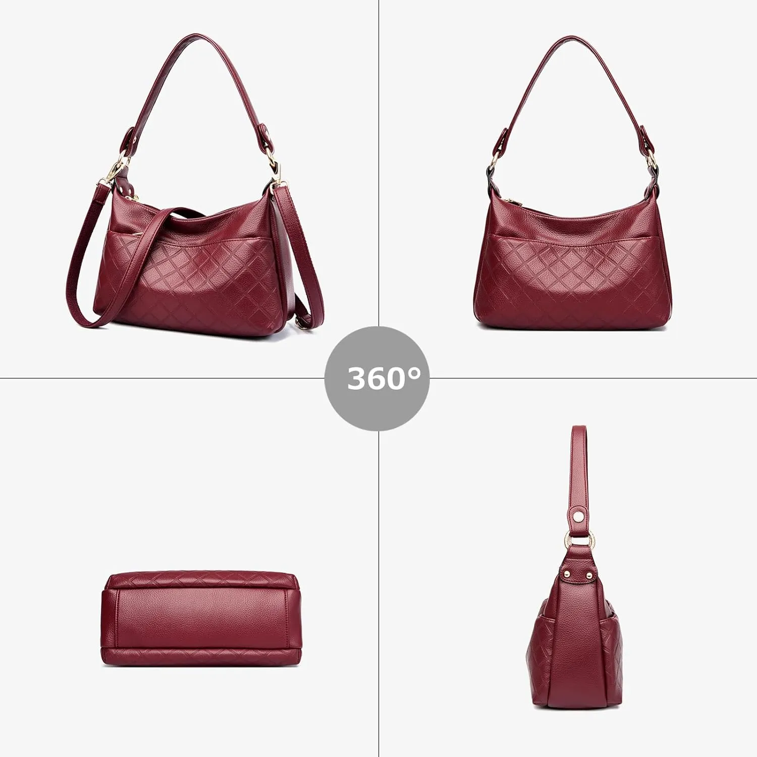 Hobo Bags for Women PU Leather Crossbody Purses Trendy Shoulder Handbag Tote Bag Satchel Bag