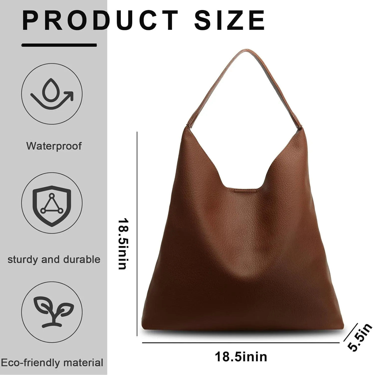 Hobo Bags for Women Soft PU Leather Shoulder Handbag high-capacity Slouchy Tote Purses