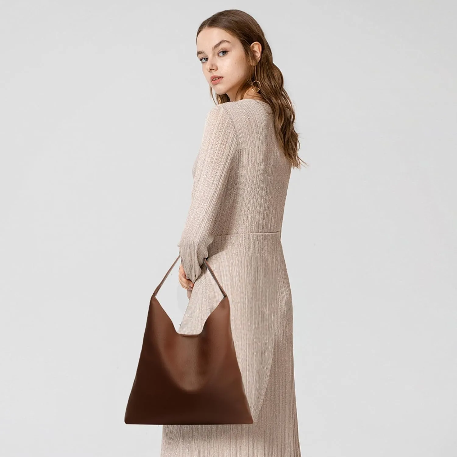 Hobo Bags for Women Soft PU Leather Shoulder Handbag high-capacity Slouchy Tote Purses