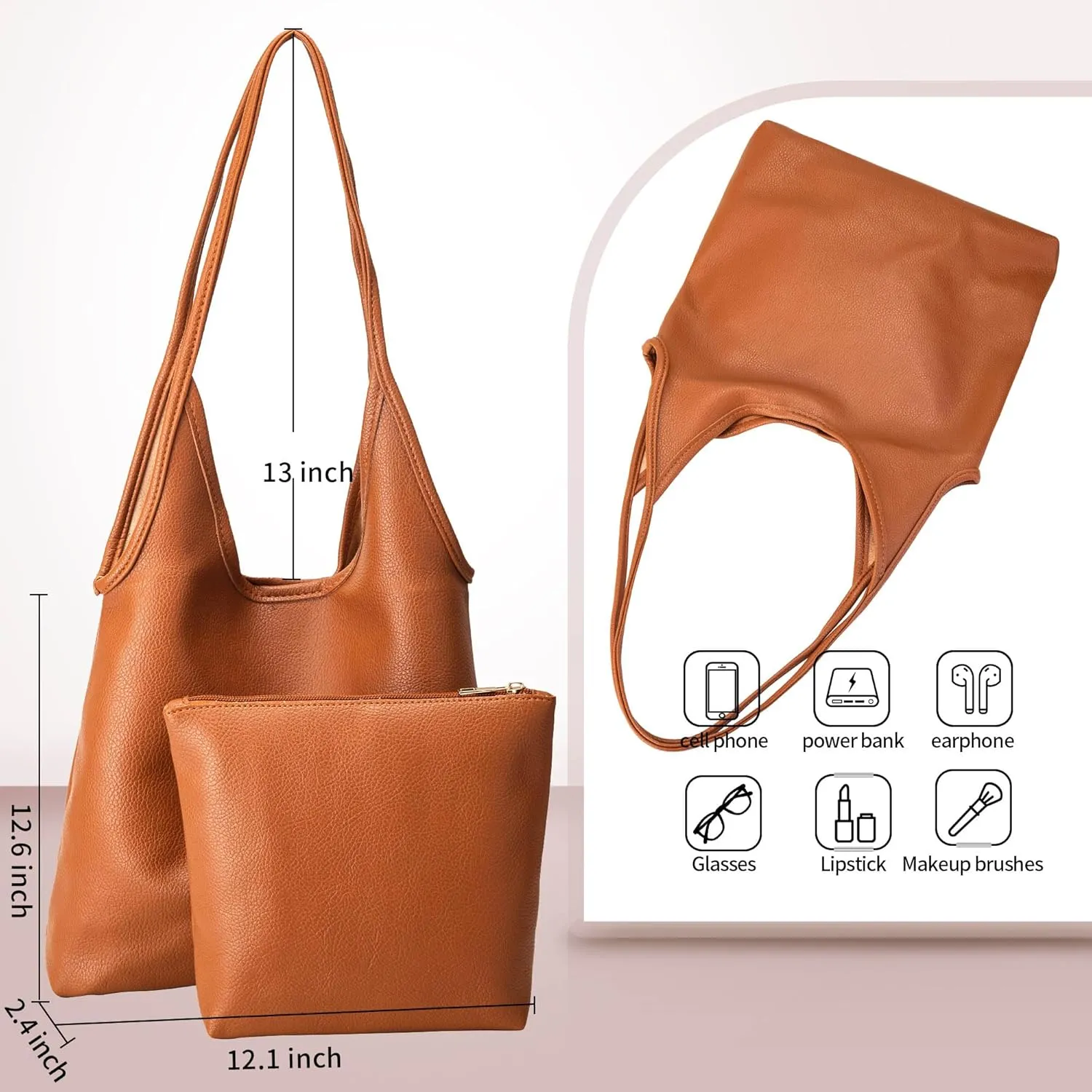 Hobo Bags Purses for Women Ultra Soft Foldable Slouchy Shoulder Bag Handbags with Coin Purse & Adjustable Strap
